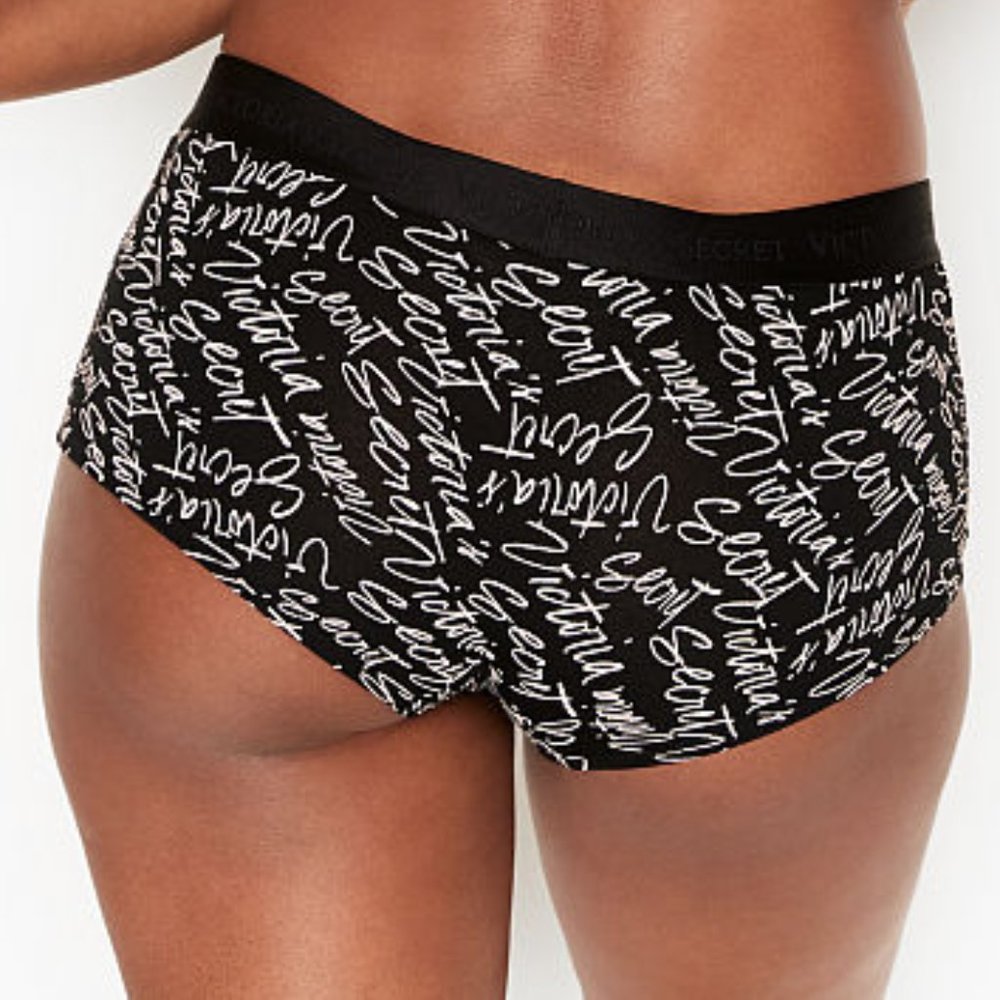 Victoria’s Secret Boyshort Black Logo Scripted Logo Victoria’s Secret NWT